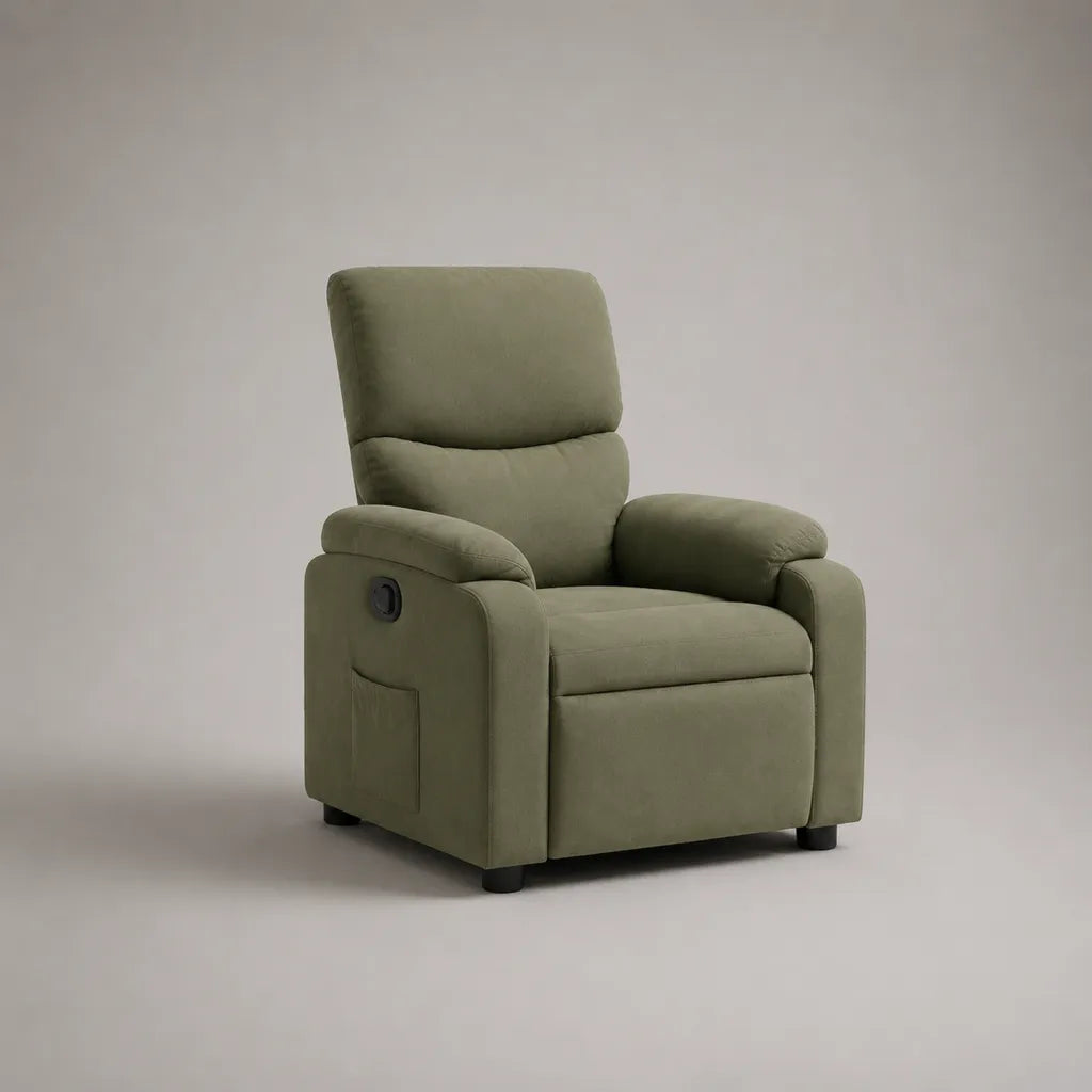 Relaxsessel mit manueller Liegefunktion, Polyester-Mikrofaserbezug, Olivgrün/Schwarz, 88 x 92 x 104 cm
