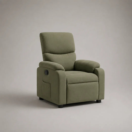 Relaxsessel mit manueller Liegefunktion, Polyester-Mikrofaserbezug, Olivgrün/Schwarz, 88 x 92 x 104 cm